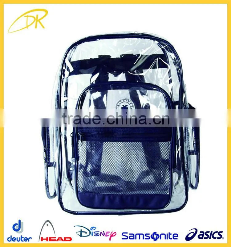 Hot sell Clear Transparent PVC backpack, PVC student Backpack