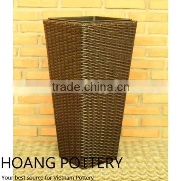 Tall Rattan Wicker Flower Planter