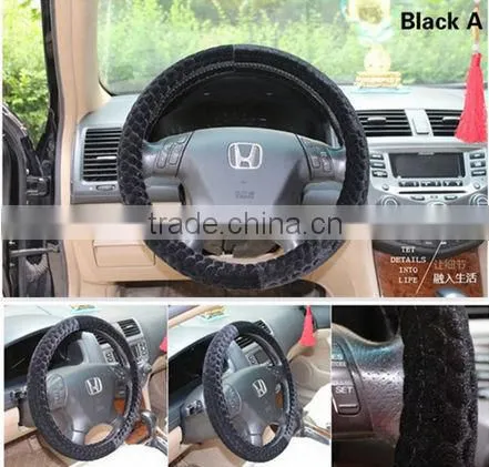 ZX Hot selling New design Velvet steering wheel covers/fluffy steering wheel cover