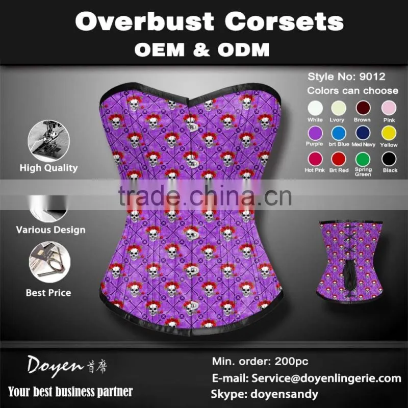 Cheap Steel Boned Lace Printing Corset Body Shaper Waist Training Corsets