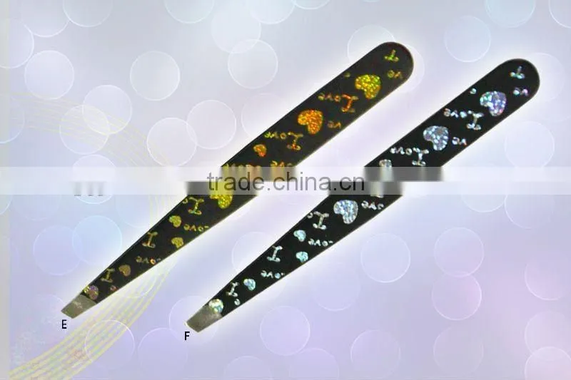 Electrophoresis and hot stamp stainless steel eyebrow tweezer