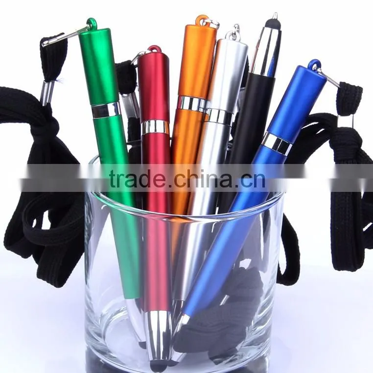plastic stylus pen with neck rope hang neck pen with screen touch