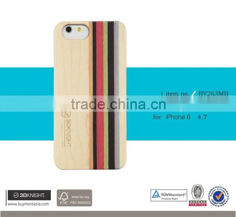 Laser Engraving Mix Colored Wood Custom Design Wholesale Cell Phone Case For iPhone 6 Wooden Case
