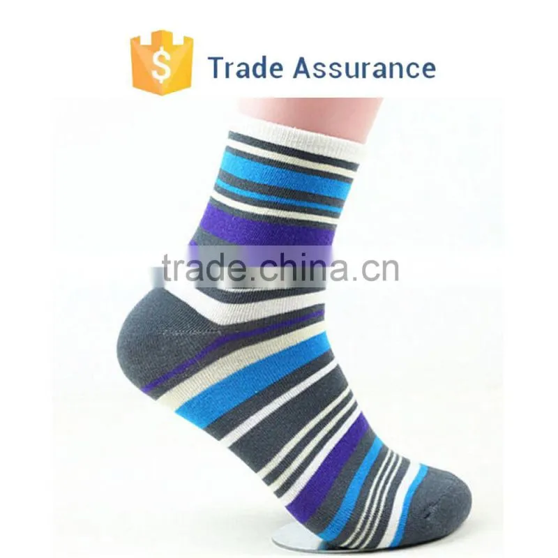 Fashion Mens Cotton Casual Socks, Soft Color Stripe Socks, Ankle Short Socks