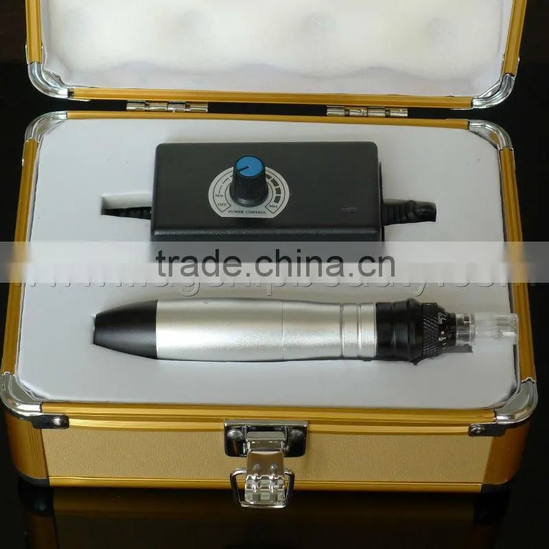 derma pen 2013 sales promotion 12 needles vibrating electric microneedle machine with free changable heads