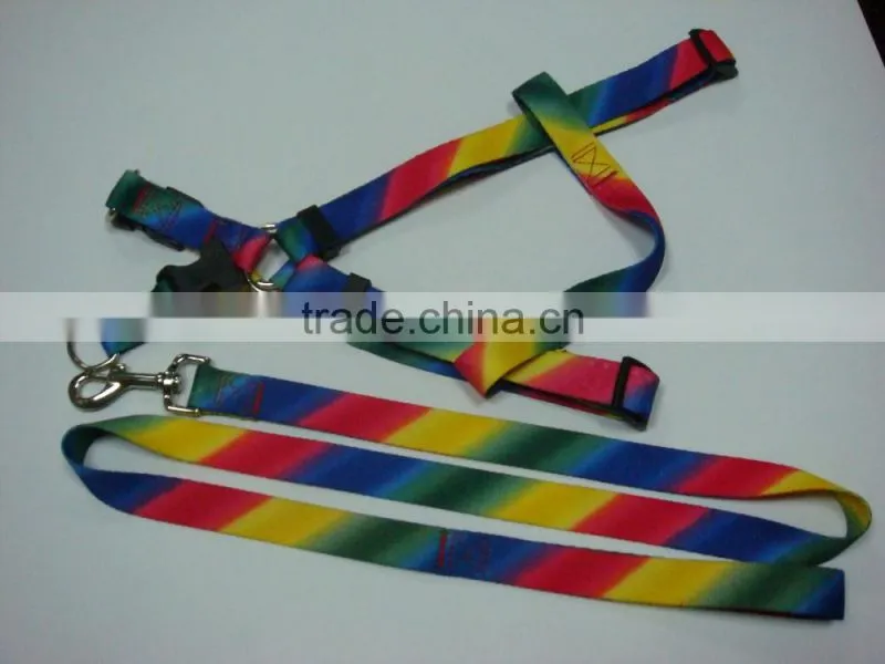 Rainbow color pet dog leashes and collars/dog harness