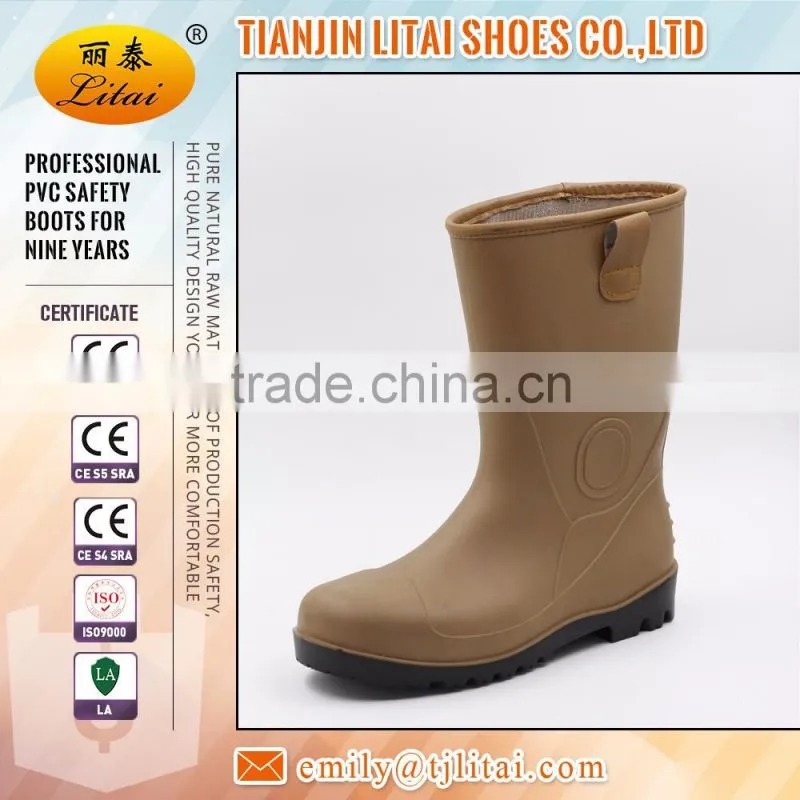 black pvc safety boots with steel toe and steel plate