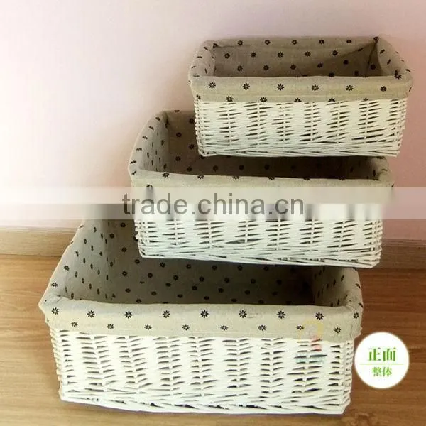White Wicker Basket Set with Pink Liners, white wicker basket with pink liner