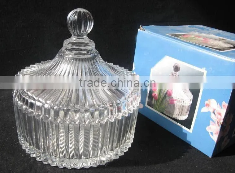 Glass sugar container,glass sugar bowl with lid