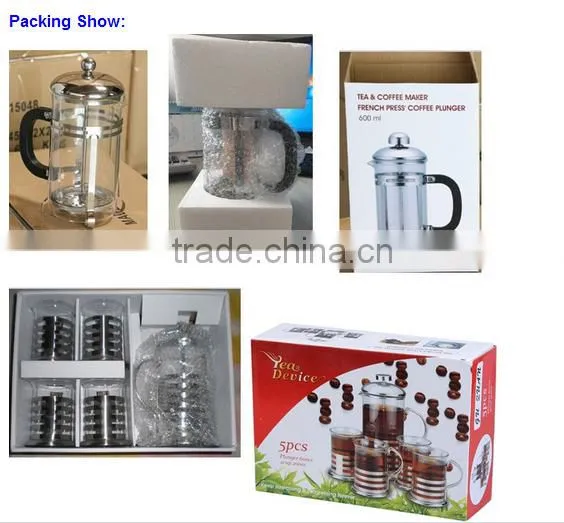 French Press Coffee Tea pot & Glass Espresso Maker, Black 34oz Glass Teapot