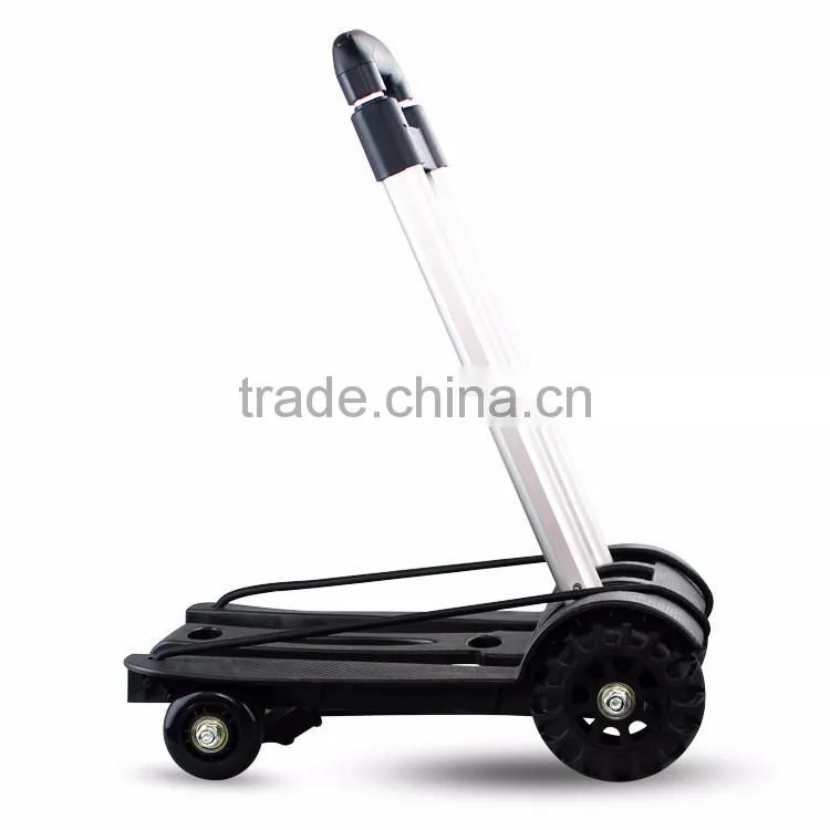 Upgrade Folding Shopping Cart with 4 Wheels/Lightweight Aluminum Cube Folding Luggage Cart/ Portable Hand Trolley