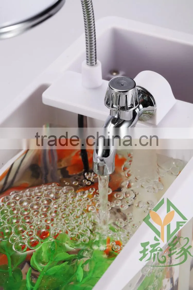 Mini USB Fish Tank With Multi-functions LED Light & Pen Container & Perpetual Calender USB Desk Aquariums With Lamp