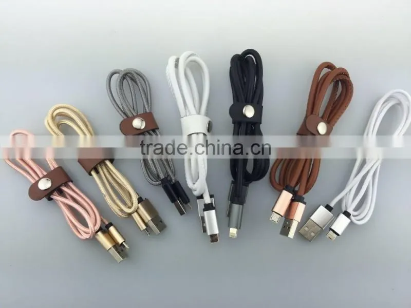 For Common LM 2 connector in 1 cable for iphone and android charging and sync
