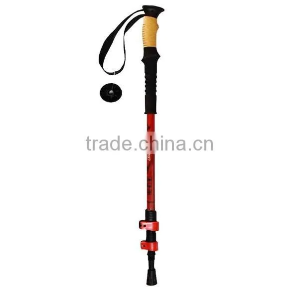 Carbon fiber trekking pole, Cork+long EVA handle, quick external lock, 3 sections SZ15514