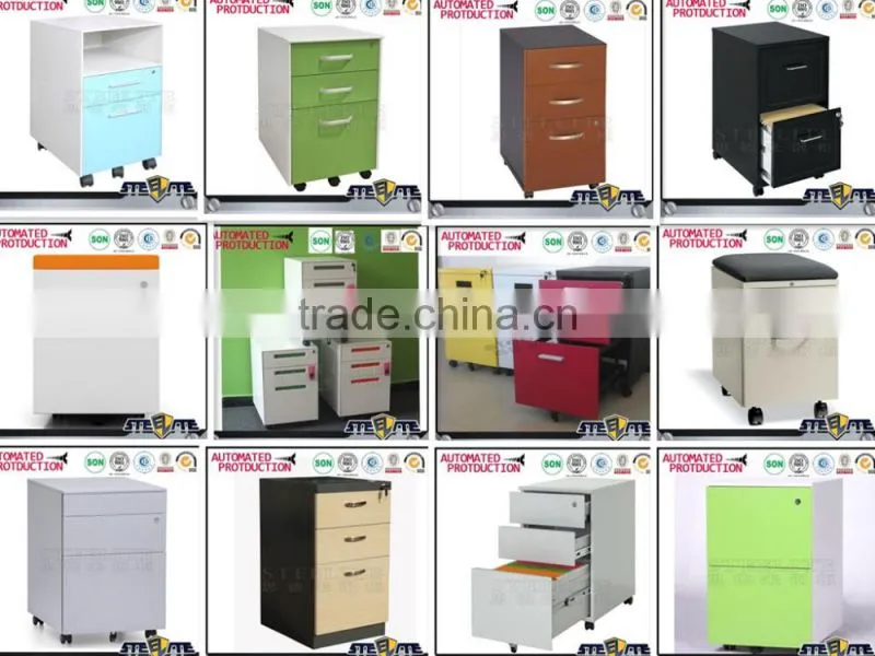 Light blue office filing cabinet metal mobile filing cabinet with 3 drawer