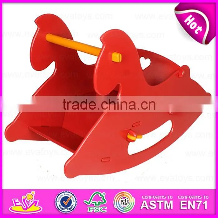 2016 best sale kids wooden toy rocking horse, top popular baby wooden toy rocking horse W16D055