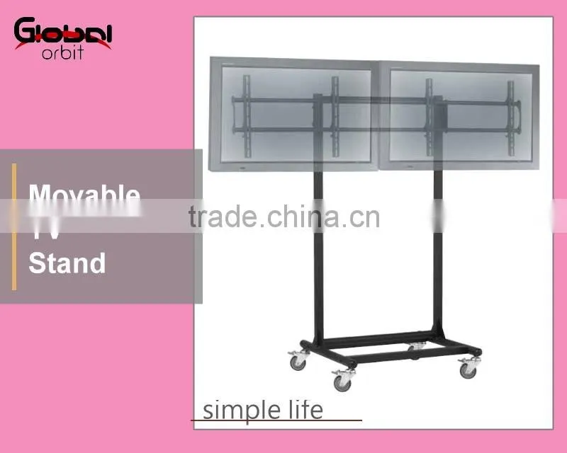 Adjustable in height monitor display stand, TV movable floor bracket stand