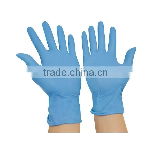 Soft Blue Nitrile Glove With Rubber Lining