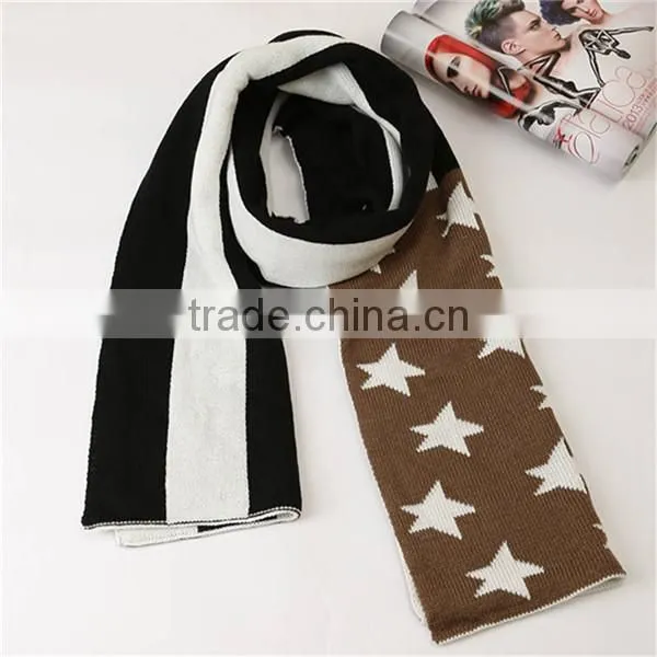 Korean latest American flag Creative stitching design warm knitting scarf,hijab scarf fashion scarves