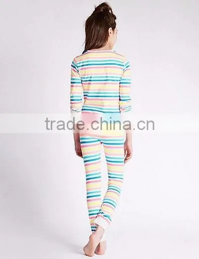1532 100% cotton stripe children's pajamas, children's clothing