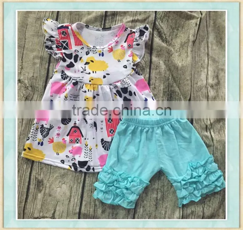 2017factory wholesale hot sale girl's back to school summer clothing