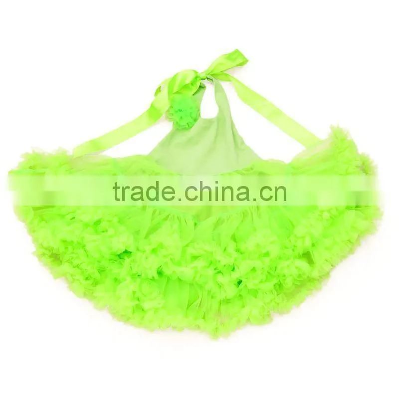 American girls multi color chevron satin halter dress with rose tutu dress