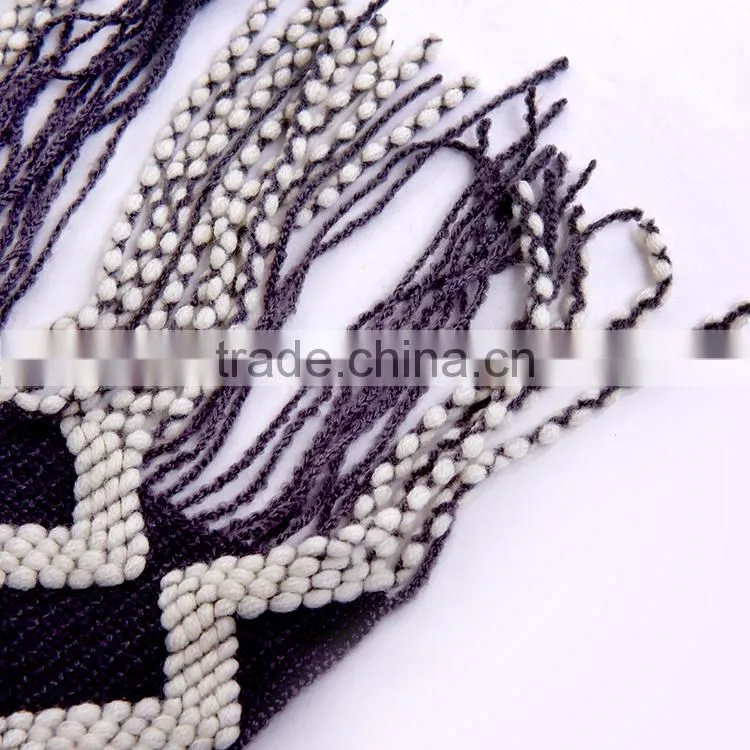100% acrylic blanket plaid crocheted wholesale throw blanket