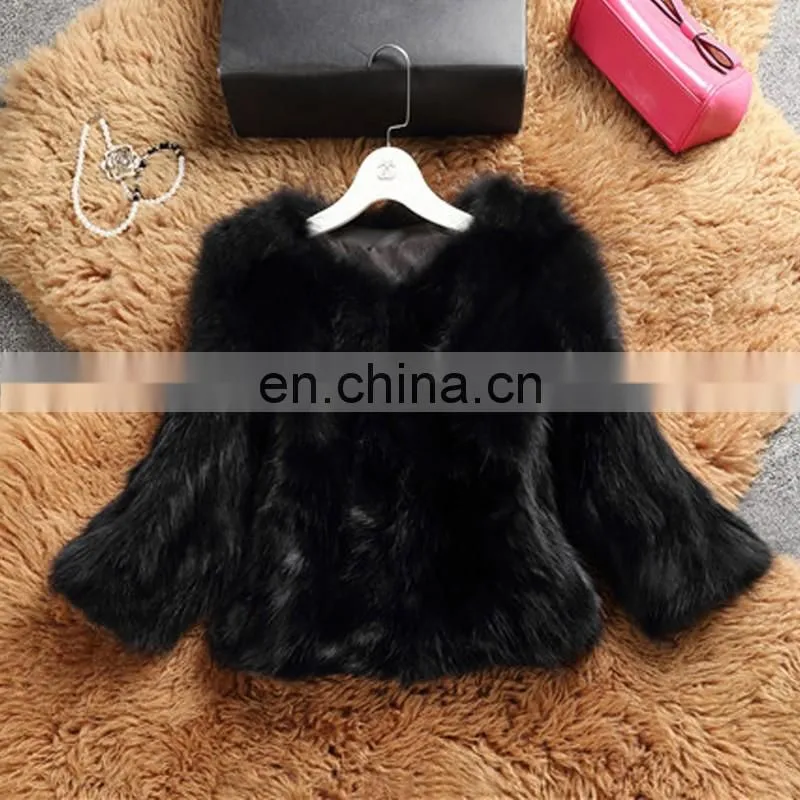 High quality winter fashion fur overcoat black raccoon fur clothing