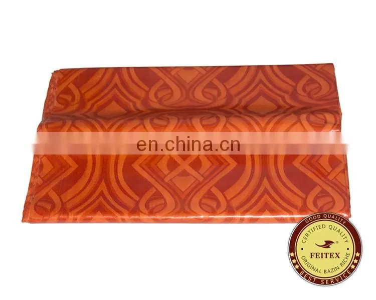 Wholesale African Clothing Garment Fabric 5 Yards/bag Orange Damask Fabric 100% Cotton Hand Made Guinea Brocade