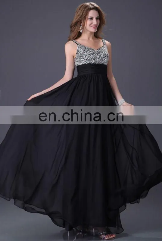 Grace Karin Sleeveless Long Chiffon Beaded Cheap Evening Dresses CL4104-3