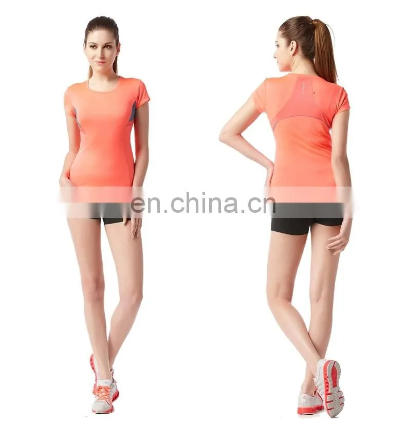 Yihao New Wholesale Bodybuliding Custom Woman Sportswear Fashion running Plain T Shirt Sports Yoga T Shirt