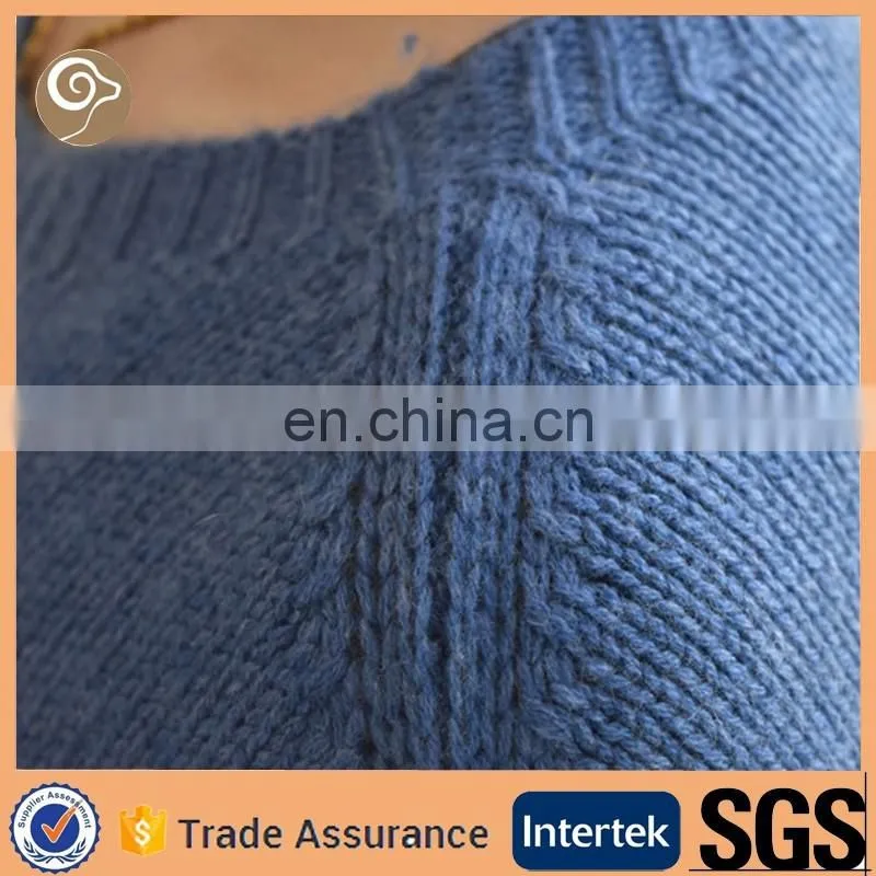 O neck knitted wholesale long sleeve cashmere sweater women