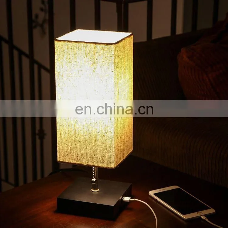 Nordic modern domestic and international hotel table lamp bedside double charging USB table lamp