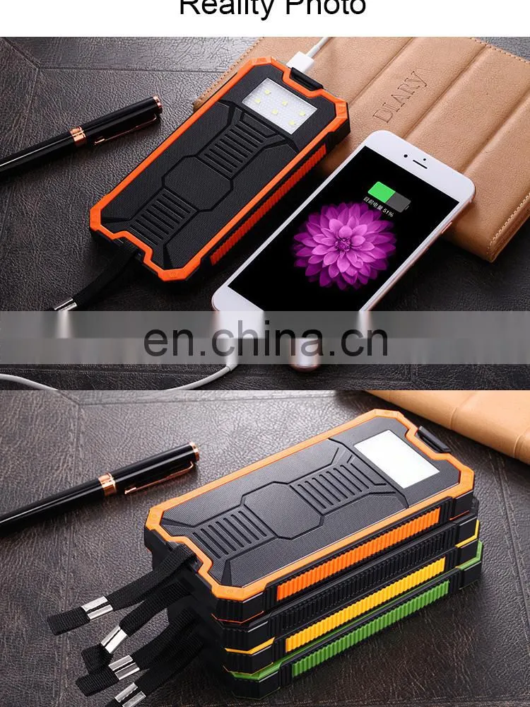 Solar power bank 12000mah light solar power charger LED Screen Display recharge battery power charger