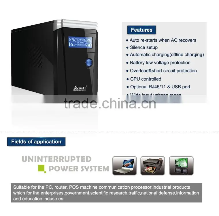 800VA / 480W Line-interactive CPU USB RJ45/11 Pastic/Metal LCD / LED UPS