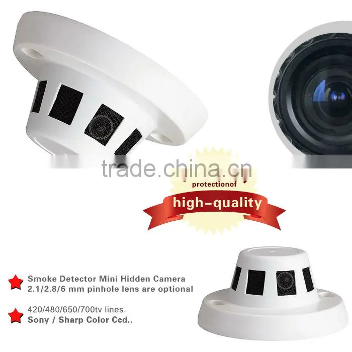 1/3" Sony CCD High definition 800TVL CCTV hidden camera look like smoke detector with 2.1mm/2.8mm/3.6mm-6mm lens