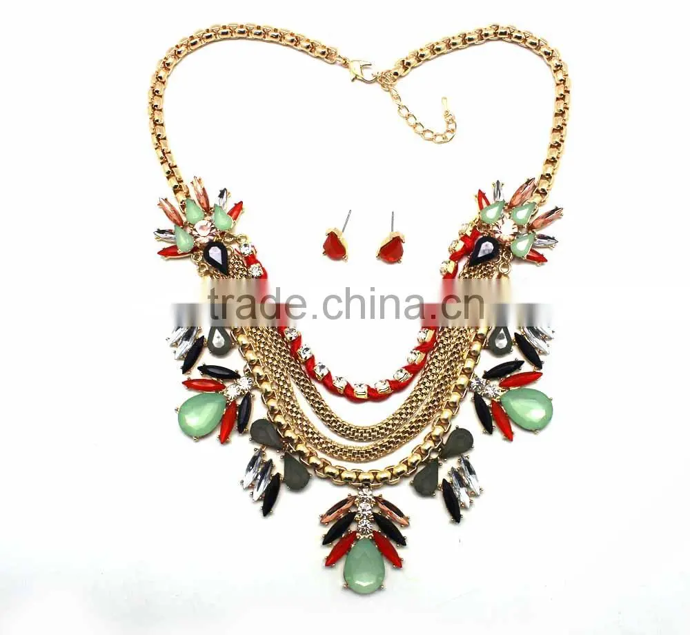2015 latest fashion cheap alloy jewelry set colorful african acrylic beads jewelry set