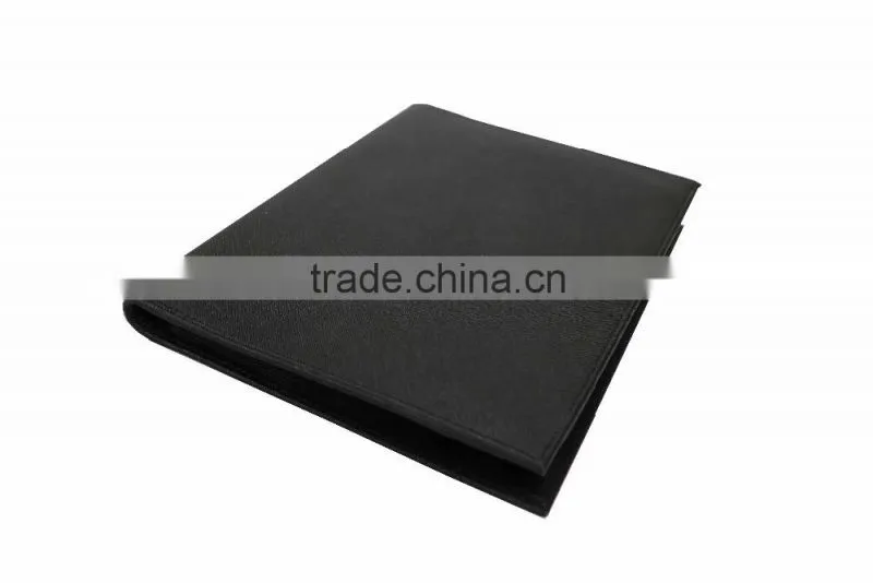 Wholesale High Quality Custom Black Color Genuine Saffiano Leather Office File Bag Document Folder Notebook