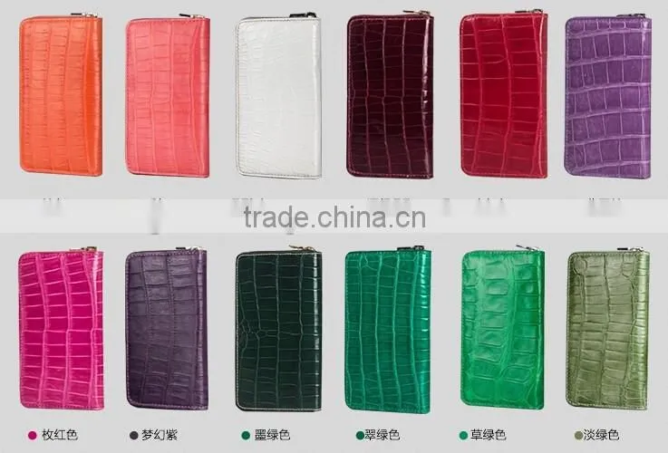 Luxury Wholesale Genuine Crocodile Alligator leather Women Zip Long Wallet Clutch Wallet for Men