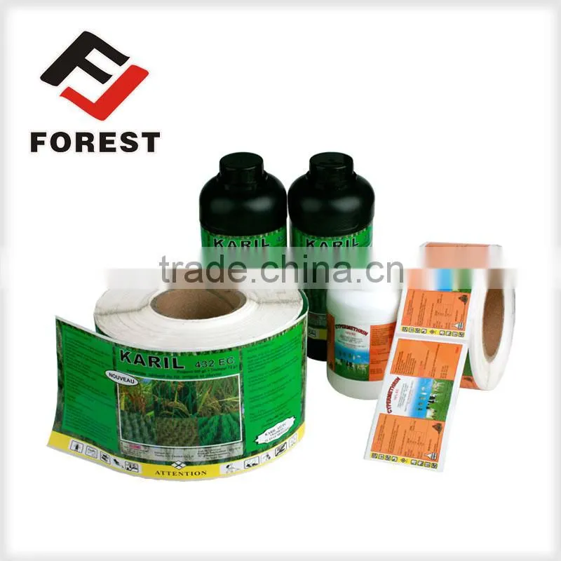 advertising self-adhesive pesticide printed label, shrink label clear