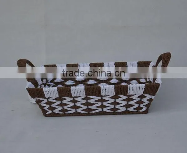 handmade rectangular paper basket with handle