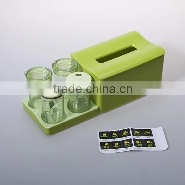 Rectangle plastic napkin box with condiment box 5 pcs/set