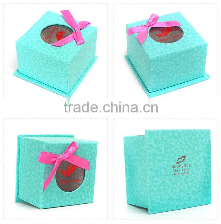 gorgeous blue small gift paper box with PVC window