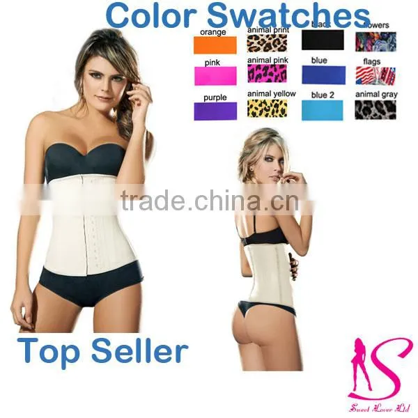 2016New Arrival Top Selling 3 Hooks Latex Black Vest Waist Cincher Wholesale For Women And Man