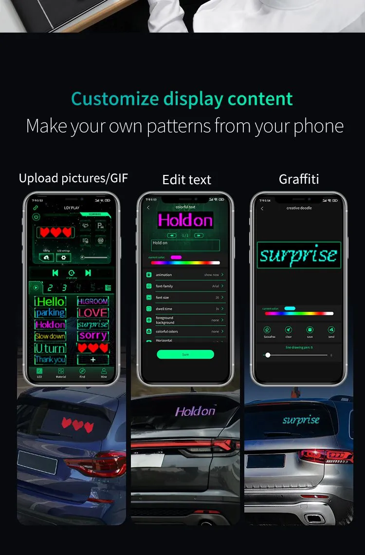 USB Scrolling Message IP65 LED Matrix Panel Light Digital Display Advertising Screen App-Controlled LED Car Sign Board