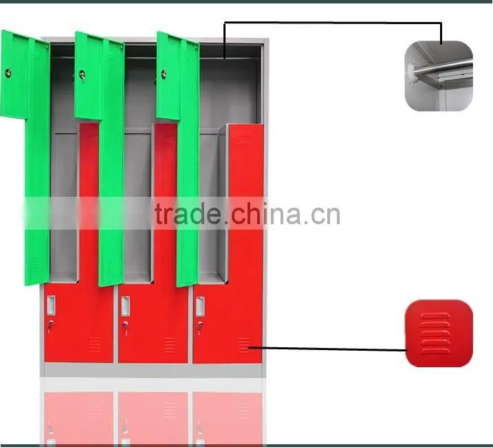 Durable Body L Shape Double Color Metal Workplace Lockers