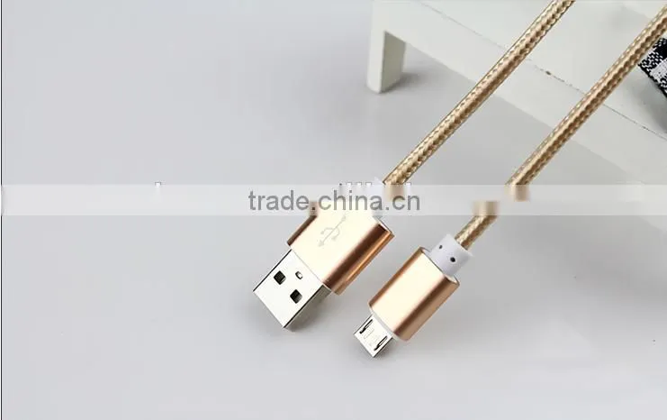 Colorful RoHS approved 1m Nylon braided flat micro usb cable