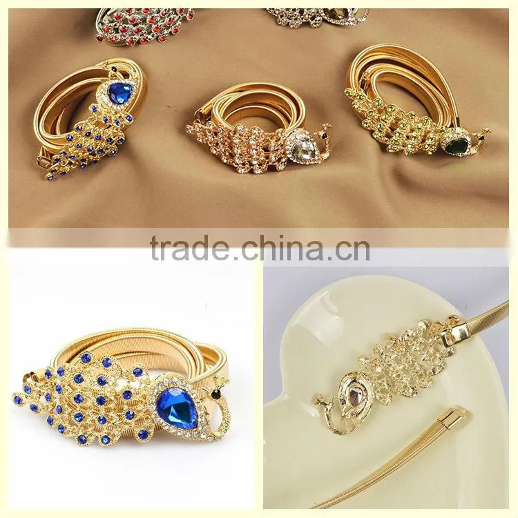 Fahion adjustable sexy belly chain sapphire peacock waist chain
