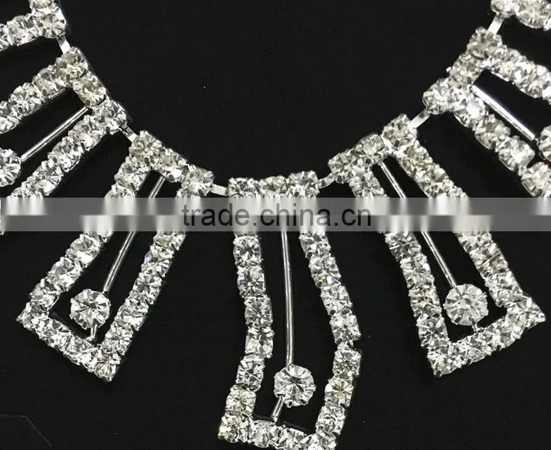 2016 Luxury Wholese Silver Chain Designs Crystal Necklace Earring Set For Ladies