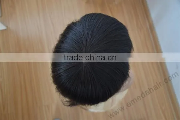Top Quality 100% Brazilian Human Hair Men's Wig Toupee For Black Men lace top toupee
